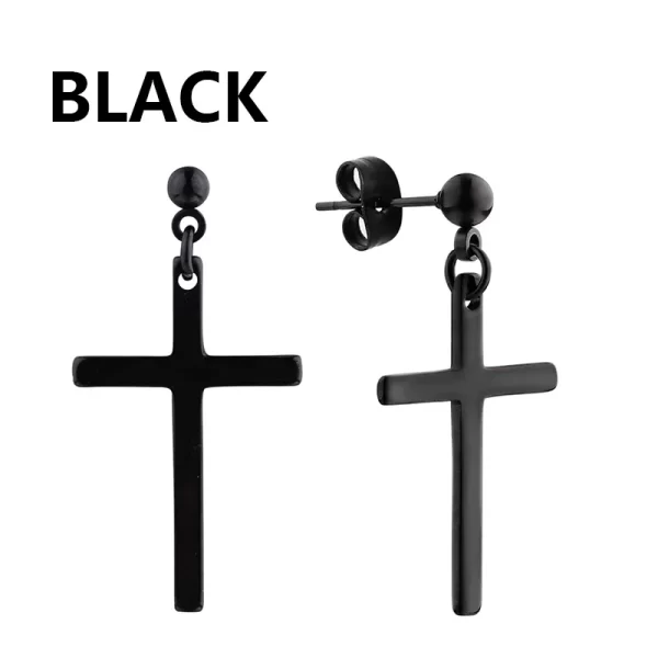 2pc Stainless Steel Men Cross Stars Punk Dangle Earrings Gothic Woman Cross Ear Hoop Earrings Huggies Pendant Piercing Jewelry - Image 31