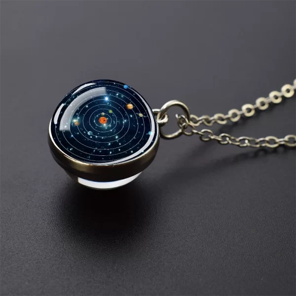 Solar System Universe Space Moon Sun Earth Planet Necklaces Two-sided Glass Ball Pendant Nebula Necklace Women Men Jewelry Gift - Image 16