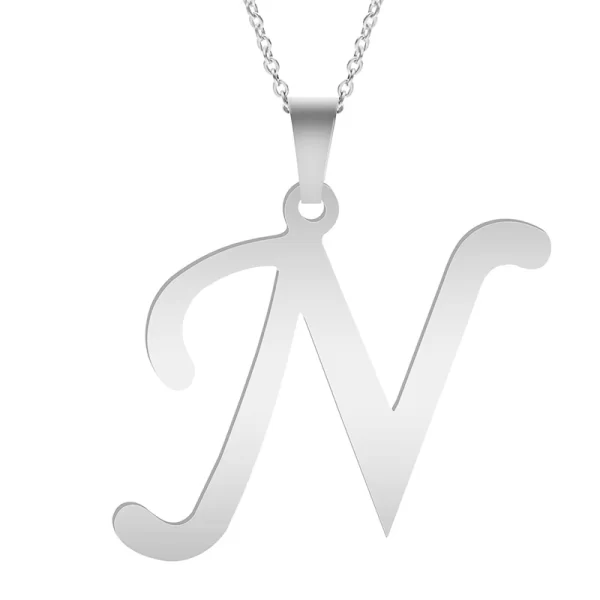 Fashion Letters A-Z Necklace for Women Men Stainless Steel High Quality English Alphabe Necklace A B C D E FGHIJKLMNOPQRSTUVWXYZ - Image 24