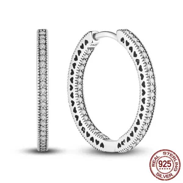 Trend Original Me Earring Silver 925 Round Circle Feather Dangle Hoop Earrings for Women Fashion Zircon CZ Earing Hoop Jewelry - Image 34