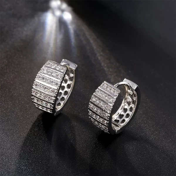 Iced Out Hoop Earrings Cubic Zirconia Huggie Cartilage Cuff Hypoallergenic Luxury Fashion Round Earrings for Men Jewelry - Image 15