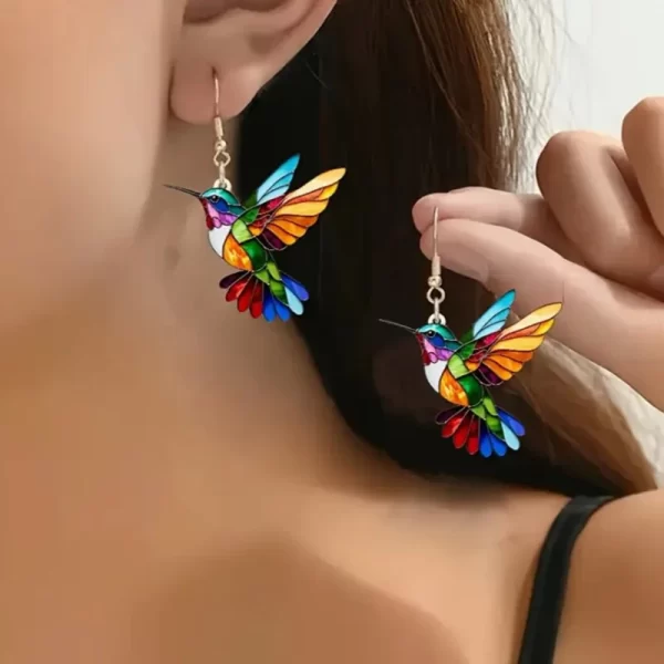 Cross border Spring Festival Colorful Bird Acrylic Earrings from Europe and AmericaHot Selling Fashion Retro Earrings