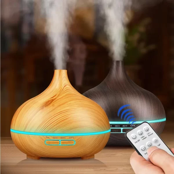 Air Humidifier Aromatherapy Essential Oil Diffuser Wood Grain 500ml Ultrasonic Remote Control 7 Color Lights For Home Bedroom ﻿ - Image 3