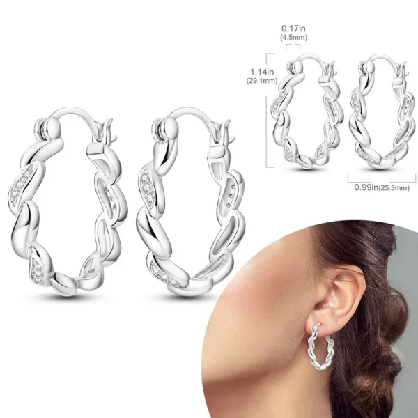 925 Sterling Silver Hoops Earrings Hypoallergenic Hoops Earrings With Zirconia Fashion High Quality Jewelry for Women Girls - Image 9