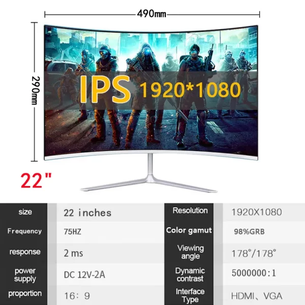 24 inch 75hz Monitor Gamer Monitor - Image 9