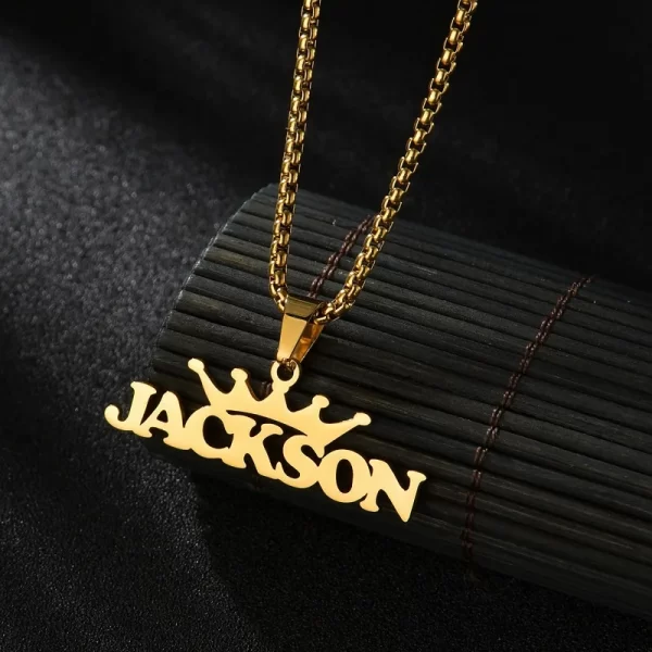 Custom Name Necklace Custom Jewelry Stainless Steel Personalized Crown Pendant For Women подвеска Men Collars Thick Chain Gifts - Image 29