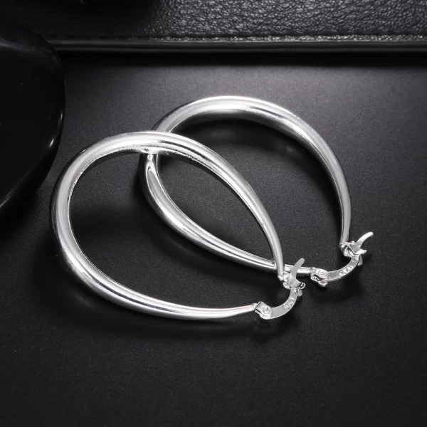 925 Sterling Silver 41MM Smooth Circle Big Hoop Earrings For Women Fashion Party Wedding Accessories Jewelry Christmas Gifts - Image 6