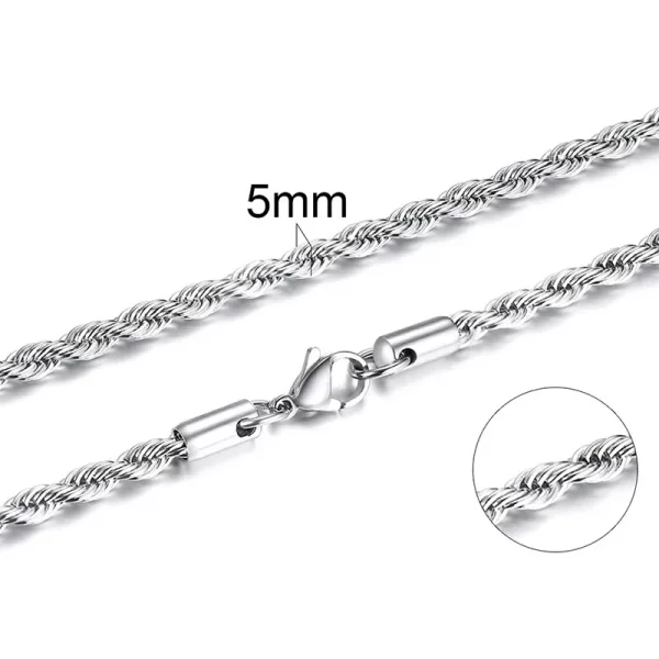 304 Stainless Steel Twist Rope Chain Necklace for Men Women PVD Gold Plated 2 3 4 5mm Width Accessories Wholesale - Image 9