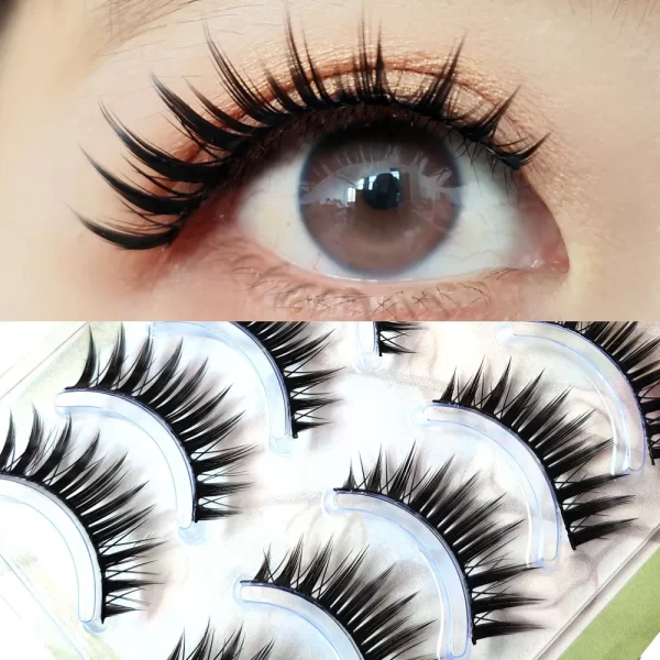 5 Pairs Natural Long Cat Eye False Eyelashes Cosplay Makeup Cross Strip Eye Lashes Handmade Manga Lashes Extension - Image 10