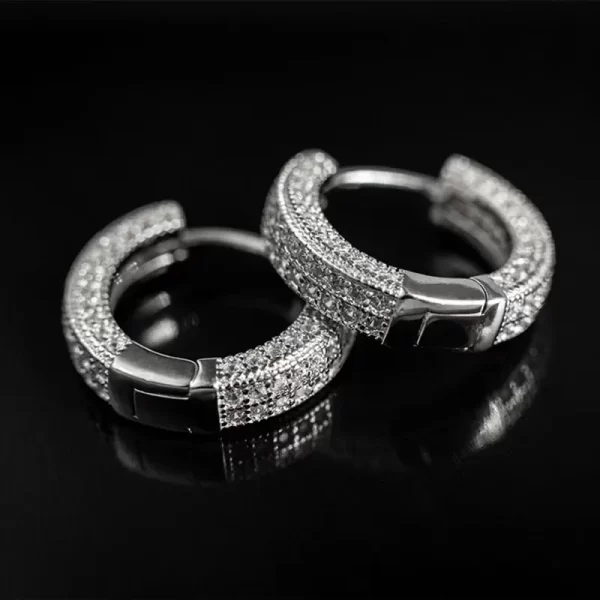 Iced Out Hoop Earrings Cubic Zirconia Huggie Cartilage Cuff Hypoallergenic Luxury Fashion Round Earrings for Men Jewelry - Image 32