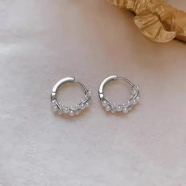 LATS  Korean New Simple Temperament Circle Pearl Earrings Gold Silver Color Fashion Small Versatile Earring Women's Jewelry - Image 2