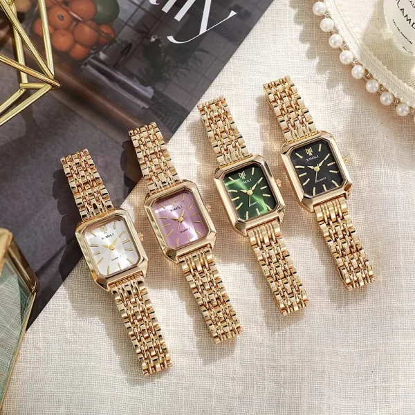 Hot Brand Stainless Steel Strap Watch Women Luxury Gift Quartz Wristwatch Student Fashion Simple Square Quartz Watches