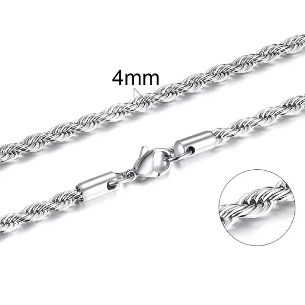 304 Stainless Steel Twist Rope Chain Necklace for Men Women PVD Gold Plated 2 3 4 5mm Width Accessories Wholesale - Image 14