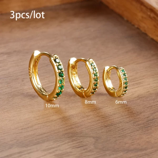 3 PCS/Set Simple Stainless Steel Crystal Small Hoop Earring Women Tiny Gold Color Cartilage Piercing Earring Minimalism Jewelry - Image 17