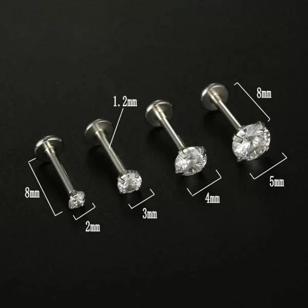 XINYI 2PCS Stainless Steel Eearring Nose Stud Cartilage Piercing Jewelry Helix Tragus Lip Flat Back Tiny Earrings for Women 18G - Image 4