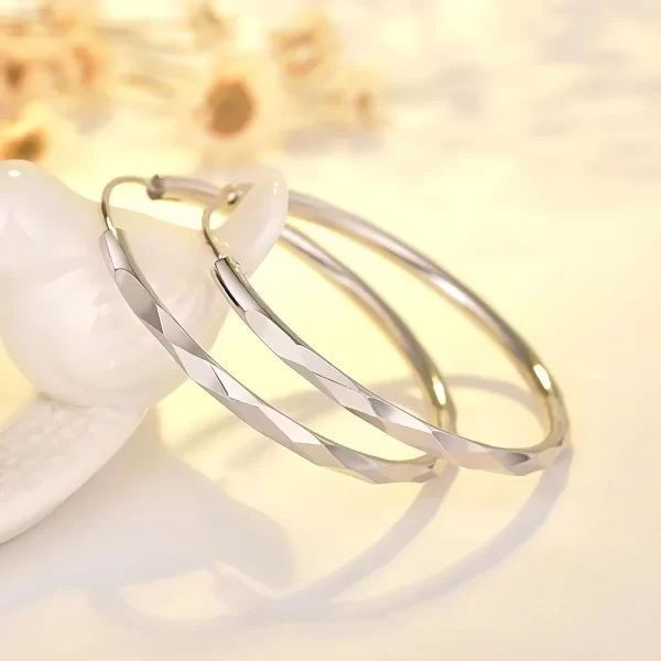 Fine 925 Sterling Silver Luxury 5CM Big Circle Hoop Earrings for Women Charms Original Designer Party Wedding Jewelry Gifts - Image 2