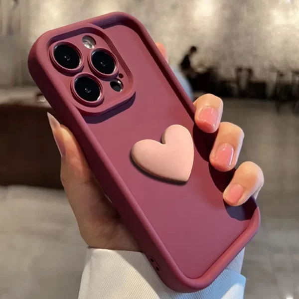 Luxury Cute 3D Love Heart Silicone Phone Case For iPhone 16 15 13 12 11 14 Pro Max X XR XS 16 Plus Shockproof Candy Back Cover - Image 3