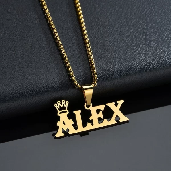 Custom Name Necklace Custom Jewelry Stainless Steel Personalized Crown Pendant For Women подвеска Men Collars Thick Chain Gifts - Image 3