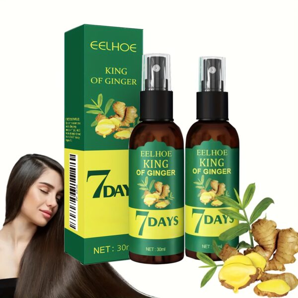 2pcs Ginger Hair Spray Nourishing Scalp Massage Hair Care Serum Pure Natural Ginger Essential Oil Biotin Hair Care Serum for Softness Hair, 7 Day Ginger Hair Care Essential Oil Suitable for All Hair Types -1.01Oz - Image 2