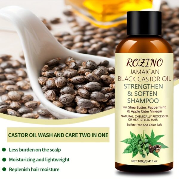 2pcs Rozino Jamaican Black Castor Oil Shampoo and Conditioner Set, -Adult, Moisturizing Lotion for Normal Hair, Deep Cleansing Scalp, Removes Excess Oil, Promotes Fluffy Hair - Image 7