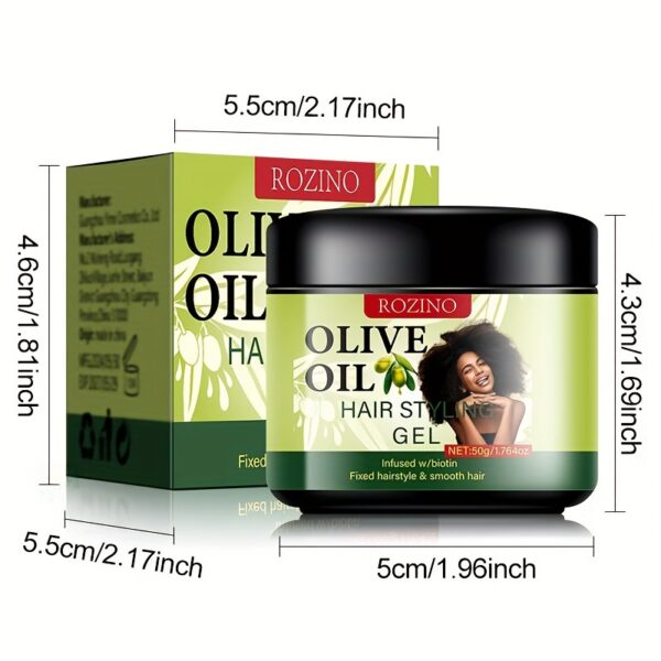 ROZINO Olive Oil Hair Styling Gel, 50g - Long-Lasting, Portable, for All Hair Types, Enriched with Castor Oil and Plant Squalane, Ideal for Business Trips and Dates, ROZINO - Image 5