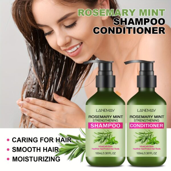 2PCS Unisex Rosemary Mint Strengthening Lanemay Shampoo and Conditioner Set for Normal Types, Moisturizing with Rosemary Extract for Healthier, Stronger Hair - Image 7