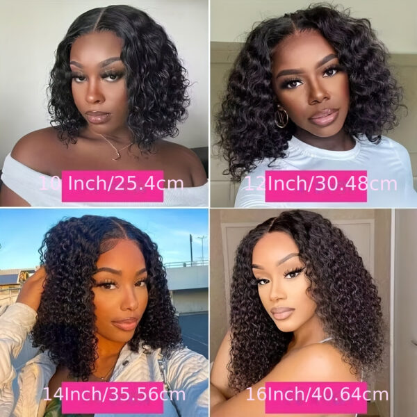 4x4 Put On And Go Human Hair Curly For Women Kinky Curly Lace Front Wig Human Hair Pre Plucked Pre Cut Lace Ready To Wear 180% Density Natural Black - Image 4