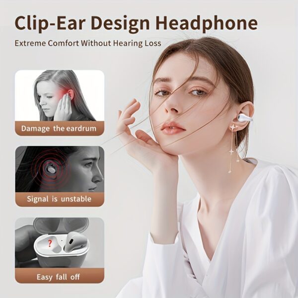 Open Ear Clip Wireless Earplugs BT 5.3, Sports Earphones Built-In Microphone with Ear Hook And Ear Hook, Wireless Charging Box And Display - Image 13