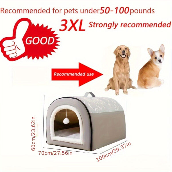 Four Seasons Universal Dog Kennel - 1pc Warm Enclosed Removable and Washable Pet Sleeping Bed - Christmas Gift - Image 14