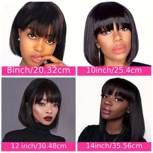 Straight Natural Scalp Raw Human Hair HD Lace Bob With Bang 180% Density Glueless HD 2x1 Lace Bob With Bang Glueless Wigs - Image 4