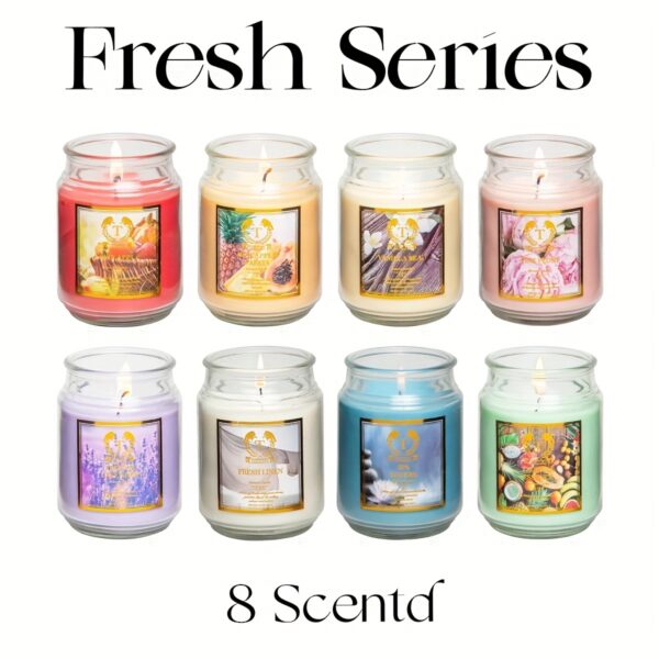 18oz scented candles in 8 scents: apple, peony, pineapple papaya, lavender, vanilla bean, fresh linen, spa water, Tropical Waterfall, bath candle, yoga candle - ideal holiday gift, stocking stuffers, gifts for women - Image 22