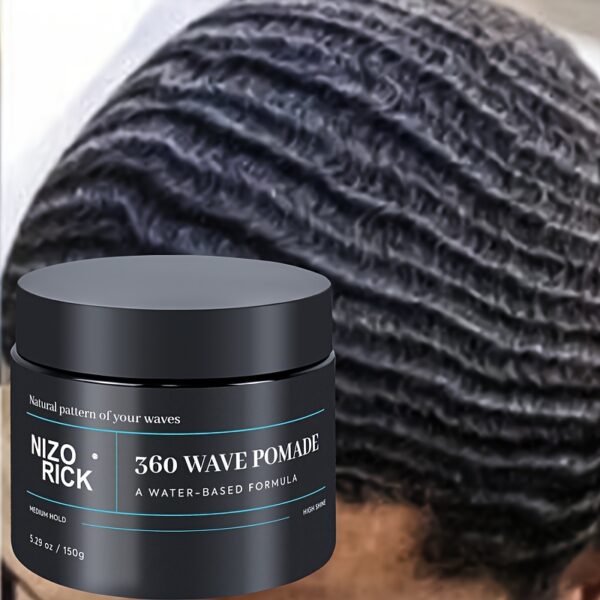 Nizo Rick 360 Wave Pomade - 150g, Castor Oil Infused, Water-Based Hair Styling Gel for All Curl Types - Moisturizing & Strong Hold, Easy Rinse - Image 2