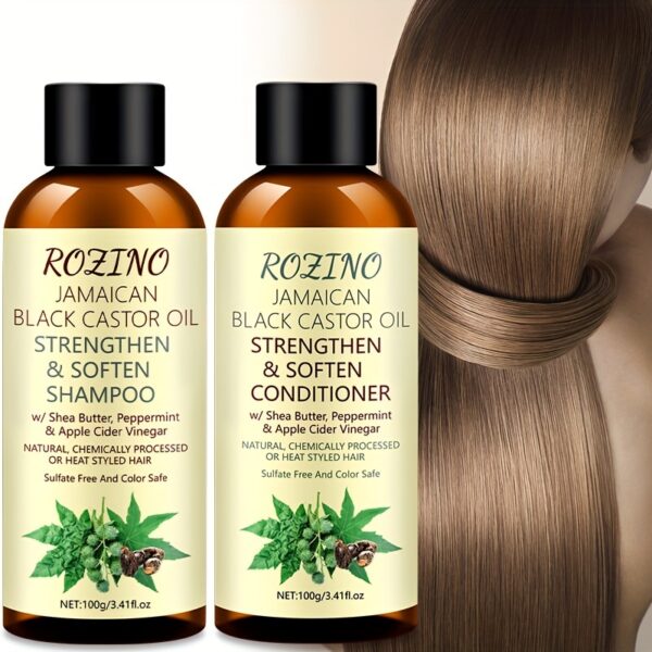 2pcs Rozino Jamaican Black Castor Oil Shampoo and Conditioner Set, -Adult, Moisturizing Lotion for Normal Hair, Deep Cleansing Scalp, Removes Excess Oil, Promotes Fluffy Hair - Image 8