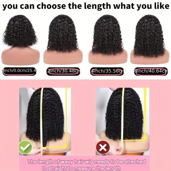 4x4 Put On And Go Human Hair Curly For Women Kinky Curly Lace Front Wig Human Hair Pre Plucked Pre Cut Lace Ready To Wear 180% Density Natural Black - Image 10