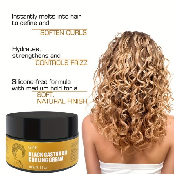 GZE Black Castor Oil Curl Defining Cream - Hydrate and Nourish Your Curls for Bouncy Definition, Frizz Control, and Shine with Moisturizing Formula and Natural Ingredients for Healthy Haircare Management - Image 7