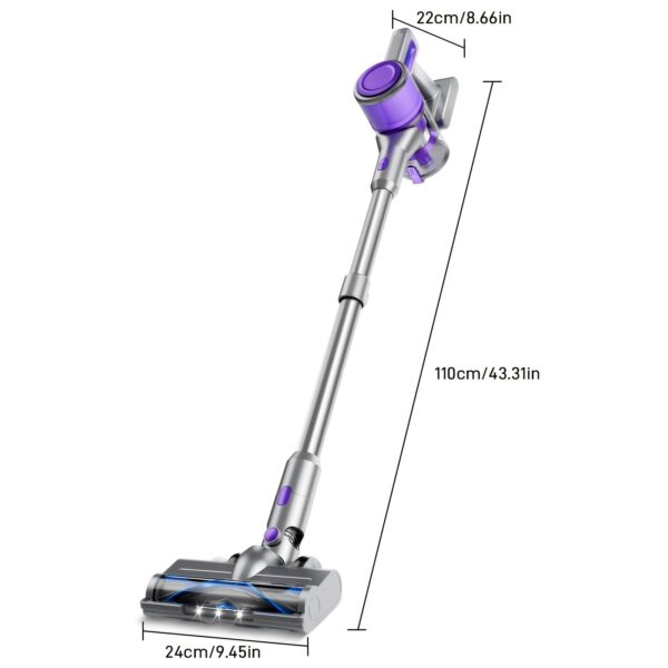 [Home Relaxation] Powerful Cordless Stick Vacuum Cleaner - 45kPa Suction, Rechargeable with 2600mAh Battery, Up to 45 Mins Runtime, Lightweight & Portable for Hardwood, Carpet, Pet Hair, and Tight Spaces, Includes LED Lights & Crevice Tool, Cordless Vacuu - Image 12