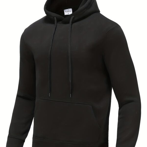 Best-Selling Men's Solid Color Hoodie - Casual Loose Fit Drawstring Hooded Sweatshirt with Pocket, Soft Fleece Lining, and Adjustable Hem for Ultimate Comfort - Image 11