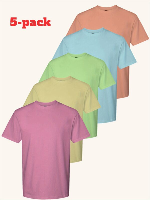 5-piece Set, Cotton T-shirt, Men's Classic Solid Color Short-Sleeved T-shirt - Image 3