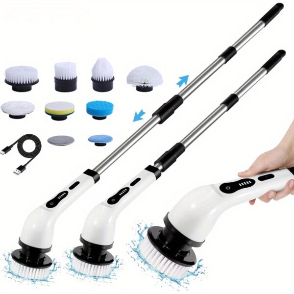 1set Electric Spin Scrubber Cleaning Brush Scrubber for Home Adjustable Speeds Electric Spin Scrubber Cleaning Supplies Bathroom Cleaner Spin Mop Cleaning Brush Scrubber for CAR - Image 2