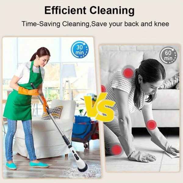 1set Electric Spin Scrubber Cleaning Brush Scrubber for Home Adjustable Speeds Electric Spin Scrubber Cleaning Supplies Bathroom Cleaner Spin Mop Cleaning Brush Scrubber for CAR - Image 4