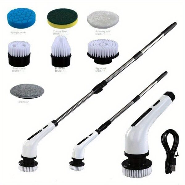 1set Electric Spin Scrubber Cleaning Brush Scrubber for Home Adjustable Speeds Electric Spin Scrubber Cleaning Supplies Bathroom Cleaner Spin Mop Cleaning Brush Scrubber for CAR - Image 8