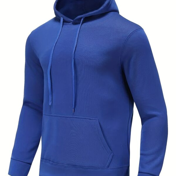 Best-Selling Men's Solid Color Hoodie - Casual Loose Fit Drawstring Hooded Sweatshirt with Pocket, Soft Fleece Lining, and Adjustable Hem for Ultimate Comfort - Image 14