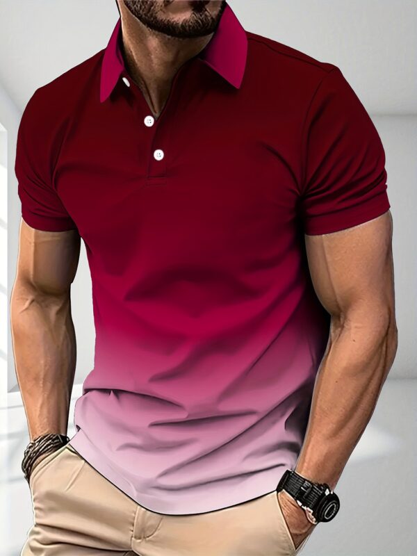 [Summer Gradient Golf T-Shirt] Men's Gradient Color Golf T-Shirt, Short Sleeve Tee For Summer, Casual Trendy Top For Males, Sport And Leisure Wear - Image 4