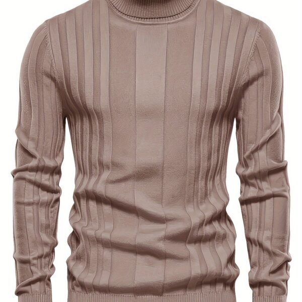 Turtleneck Knitted Sweater, Men's Casual Warm Solid High Stretch Pullover Sweater For Fall Winter - Image 17