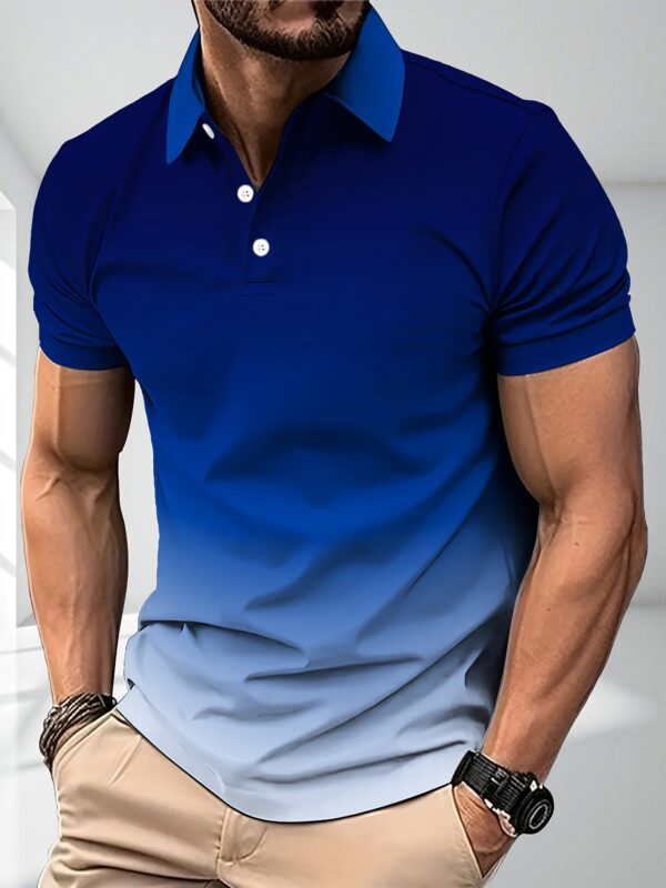 [Summer Gradient Golf T-Shirt] Men's Gradient Color Golf T-Shirt, Short Sleeve Tee For Summer, Casual Trendy Top For Males, Sport And Leisure Wear - Image 3