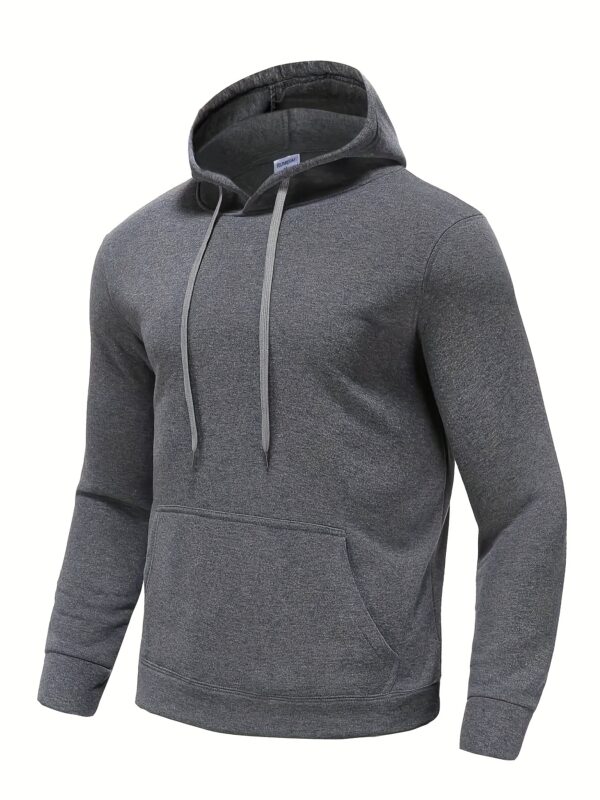 Best-Selling Men's Solid Color Hoodie - Casual Loose Fit Drawstring Hooded Sweatshirt with Pocket, Soft Fleece Lining, and Adjustable Hem for Ultimate Comfort - Image 7