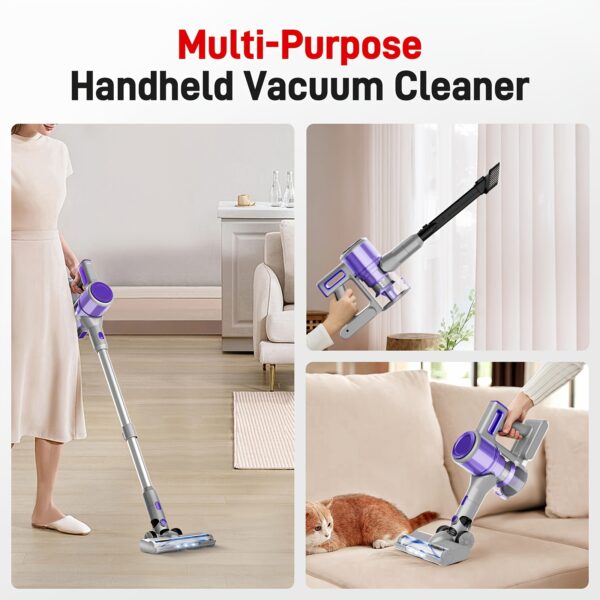 [Home Relaxation] Powerful Cordless Stick Vacuum Cleaner - 45kPa Suction, Rechargeable with 2600mAh Battery, Up to 45 Mins Runtime, Lightweight & Portable for Hardwood, Carpet, Pet Hair, and Tight Spaces, Includes LED Lights & Crevice Tool, Cordless Vacuu - Image 5