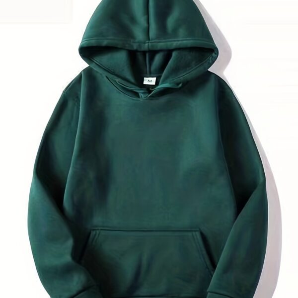 Best-Selling Men's Solid Color Hoodie - Casual Loose Fit Drawstring Hooded Sweatshirt with Pocket, Soft Fleece Lining, and Adjustable Hem for Ultimate Comfort - Image 19