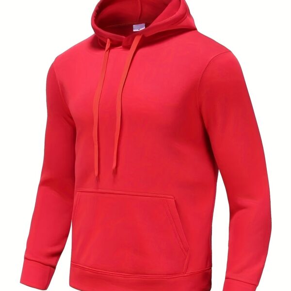Best-Selling Men's Solid Color Hoodie - Casual Loose Fit Drawstring Hooded Sweatshirt with Pocket, Soft Fleece Lining, and Adjustable Hem for Ultimate Comfort - Image 12