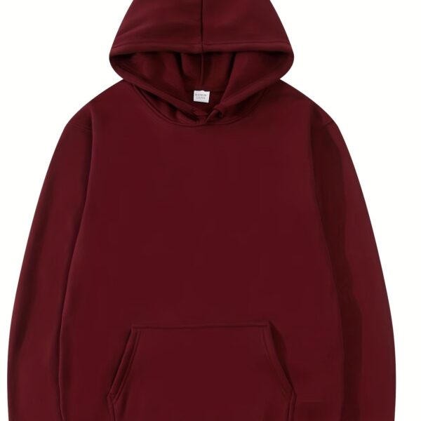 Best-Selling Men's Solid Color Hoodie - Casual Loose Fit Drawstring Hooded Sweatshirt with Pocket, Soft Fleece Lining, and Adjustable Hem for Ultimate Comfort - Image 18